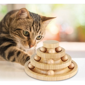 Bamboo Cat Toy Bamboo 3-Layer Track Ball Cat Toy Made of Bamboo